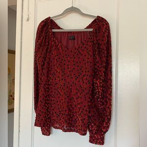 Lane Bryant Red and Black Polka Dot Blouse